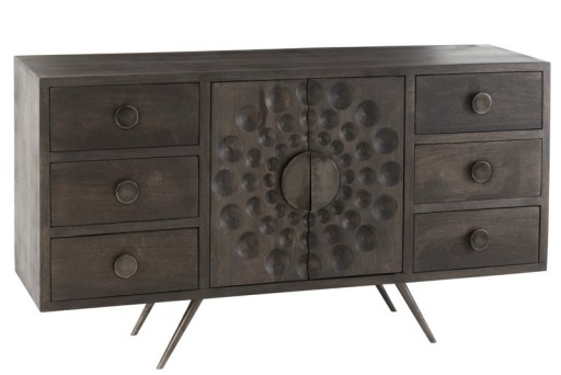J-line cabinet Low Ethnic 2 doors + 6 drawers - wood - brown