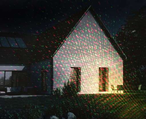 Laser outside spy with projector, skewer made of plastic, colorful, with integrated LED, spotlight for outside