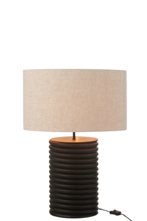 J-Line Table Lamp Screw Thread Wide Ailanthus Wood Black/Gray