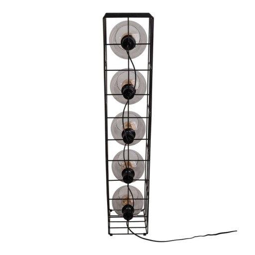 Glass-standing lamp "Cesta" floor lamp made of black metal wire and tinted glass, with E27 socket, 95 cm high, for dining room, living room, hallway or office,