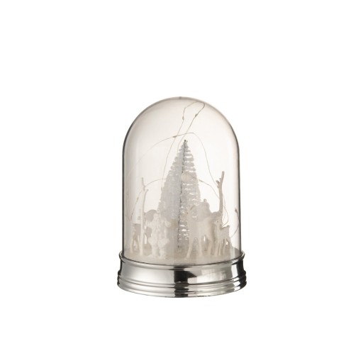 J-Line decoratie Stolp Kerst - kunststof - wit - large - LED lichtjes