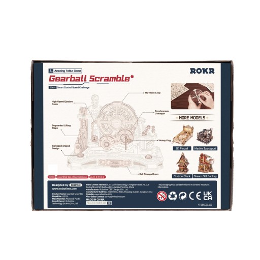 Robotime, 3D DIY Houten Modelbouwpakket Gearball Scramble, Marble Run, EGC01, 29,5x19,5x23,5cm