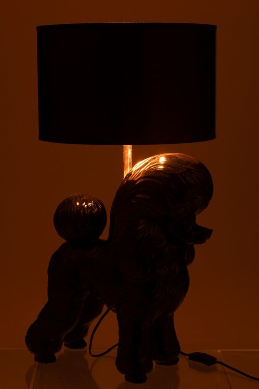 J-Line Lamp Dog Poodle Resine Black