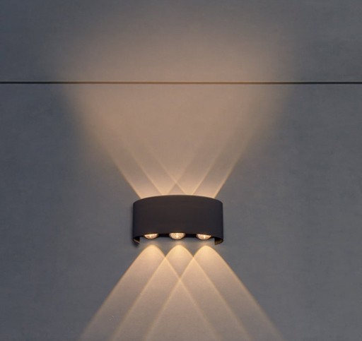 LED outer wall lamp "Auron", made of metal in anthracite, with integrated LED
