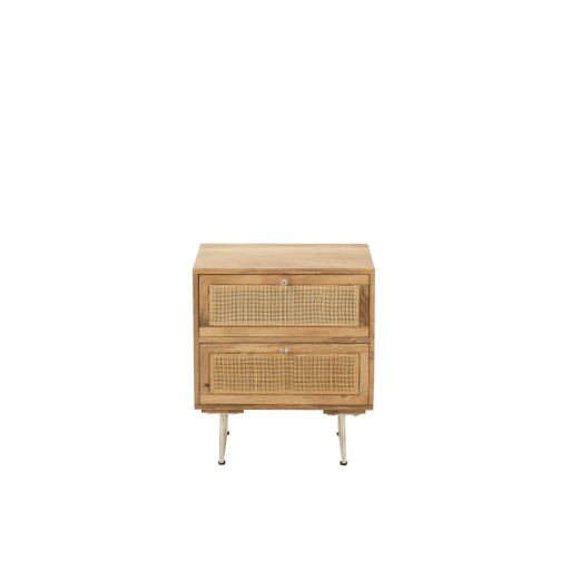 J-Line Nachtkast Rattan Mangohout Naturel