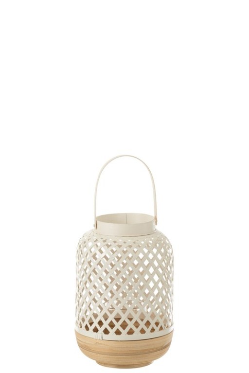 J-Line lantern Evi - bamboo - white - small