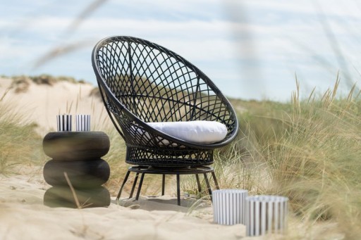 J-Line seat + cushions Zayo Turn - metal/wicker - black