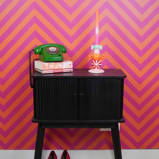 Kandelaar - Stapled Toffee Candy - Dolomite - Red Swirl Multi Color - 11x11x18cm