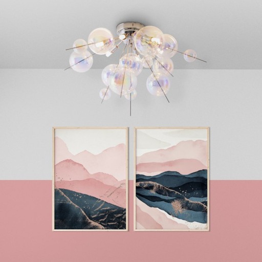 Ceiling lamp "explosion" iris made of metal and glass, G9 versions, ceiling lamp for dining room, living room, hallway or office, Ø57 cm