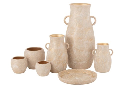 J-Line vaas Amphore terra - roze/goud - large