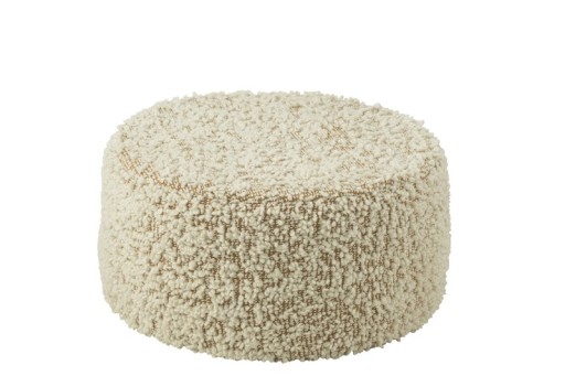 J-Line Pouf Round Bouclé Cotton/Polyester Camel/Cream