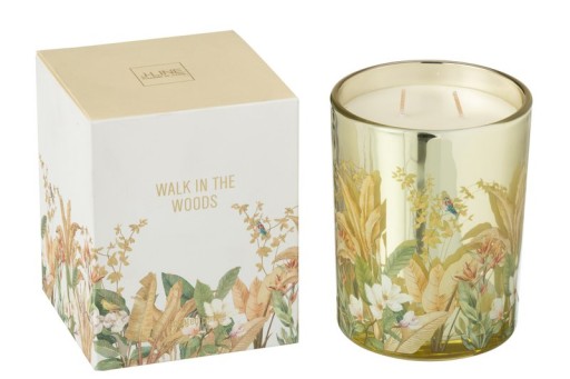 J-Line Scented Candle Walk In The Woods Wax Yellow Large-55 Hours