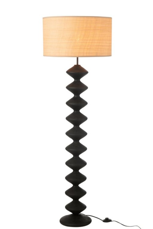 J-Line Floor Lamp Caterpillar Poplar Wood Black/Natural