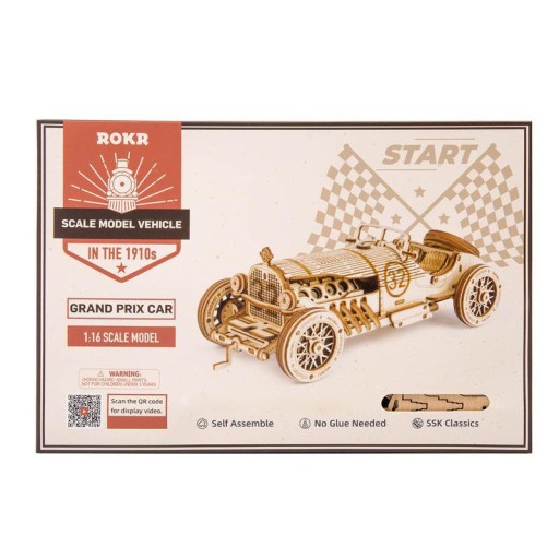 Wooden Puzzle 3D Grand Prix Car, Robotime, MC401, 18.9x8x6 cm
