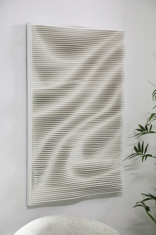 Aleishia White Rect Mdf Wallpanel Wavy Design