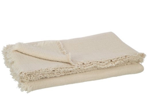 J-Line Plaid fringes Muslin - cotton - light beige