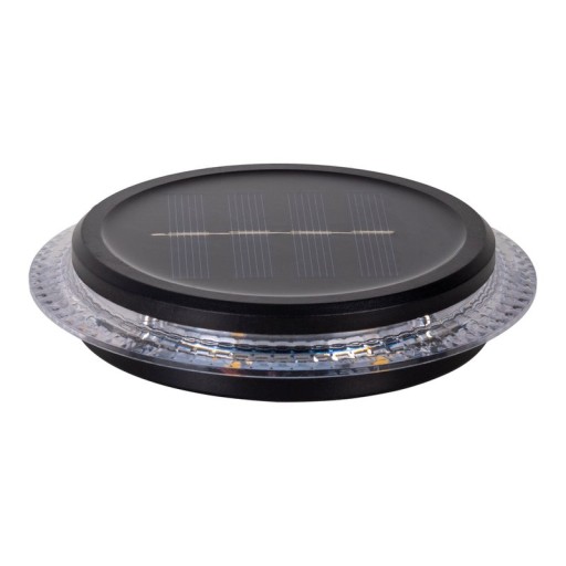 6 Set Solar-Boden-Sprießleucht Ø approx. 11.2 cm, black plastic, twilight sensor, for entrance, terrace and paths