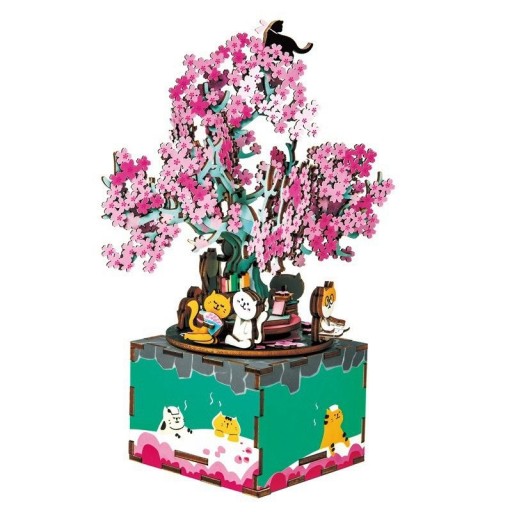 Robotime 3D Puzzle Music Box Cherry Blossom Tree AM409 13.6×14.2×19.5 cm