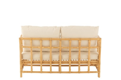 J-Line sofa Elise + cushion 2 Persons - rattan/textile - natural/white
