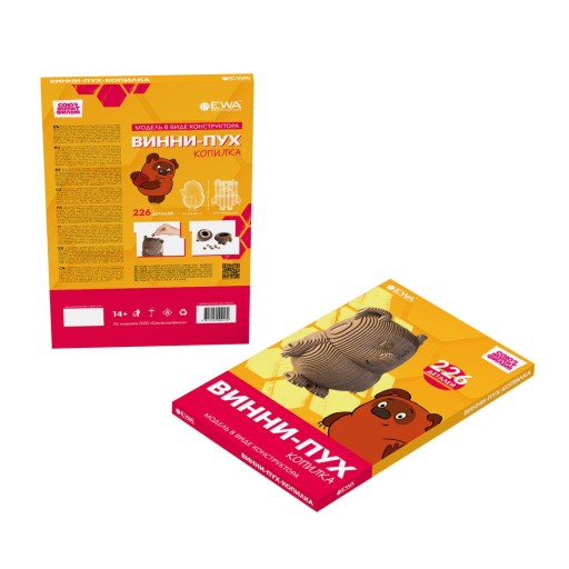 Eco Wood Art (EWA) 3D Houten Bouwset Spaarpot, Winnie the Pooh, 4172, 10,3x11x21,5cm