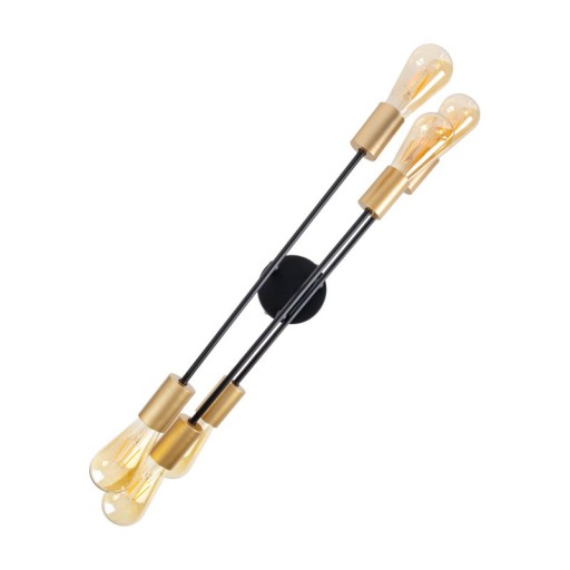 Ceiling light "Modo" 6-flame made of metal in black, versions gold, E27 socket, ceiling lamp for living room, dining room, kitchen, hallway, hallway or office with a Øvon 54.5 cm