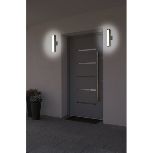 LED wall lights "flair", 30cm made of gray metal and plastic, with integrated LED