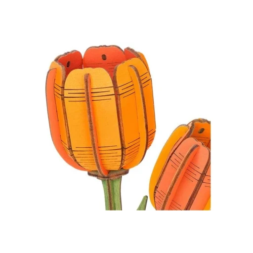 Robotime, DIY Houten Bloem Orange Tulip, Oranje Tulp, TW081