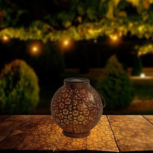 2 Set LED decoration solar light Ø 18 cm outside decoration made of metal in bronze with integrated LEDs