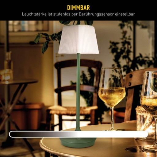 LED Leuchte "EMMI" für Außen und Innen, Tischlampe aus Metall und Kunststoff, mit fest verbauten LEDs, LED Tischlampe für Balkon, Terrasse, Garten, Wohnzimmer, Wintergarten, ca. 38 cm hoch