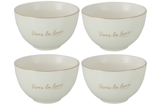 J-Line Viser La Lune bowl - porcelain - white/gold - 4x