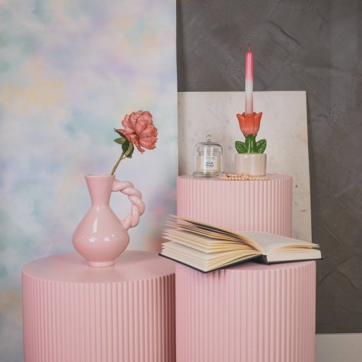 Side Table - Cylinder- MDF - Light Pink - 39x45cm