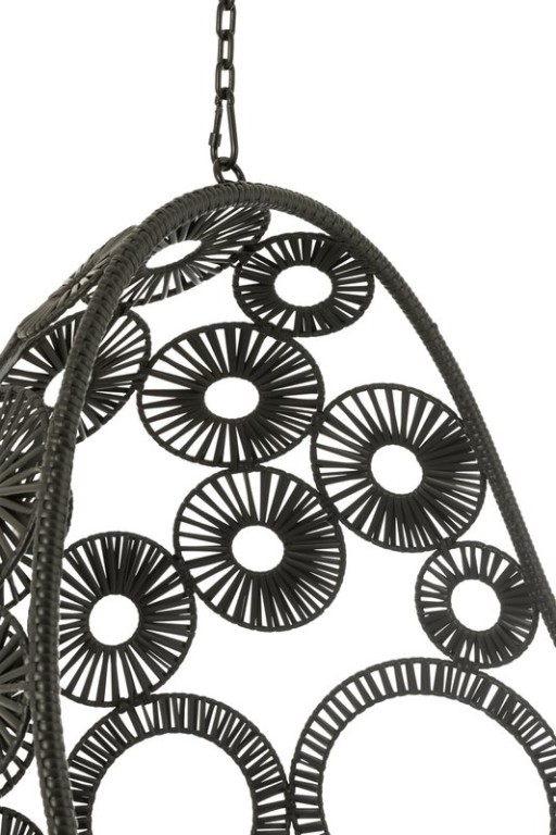 J-Line Hanging Chair + Cushions Bula Metal/Cane Black