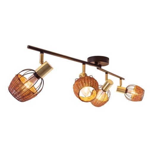 4 ceiling lamp "Corbis", metal spot in black, and gold, with E14 socket, for dining room, living room, hallway or office, ceiling lamp inside, 78 cm long