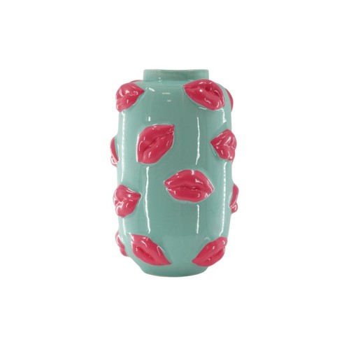 Vase - Kisses - Ceramics - Mint/Pink - 17x17x27cm