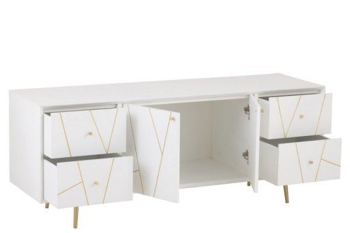 J-Line sideboard Lines 4 Drawers 2 Doors - wood/metal - white/gold