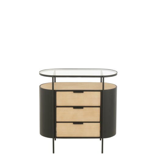 J-Line Kast Avy Ijzer Naturel/Zwart