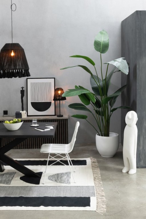 J-Line carpet Tokyo - rug - polyester - white/black