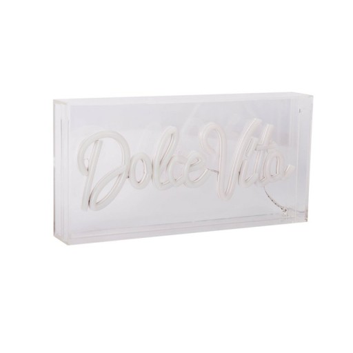 LED font light "Dolce Vita" decoration for inside 30 x 15 cm, in blue and magenta-red