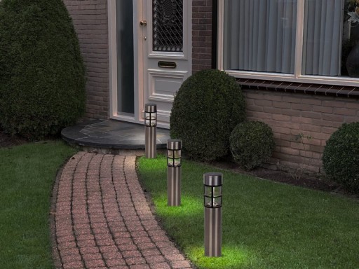 Solar decorativespieß "Bobby" in the 3 Set, Ø 6.2 cm, 42 cm high, metal in steel-blank, plastic, integrated LEDs warm white