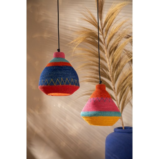 J-Line Hangende Lamp Strepen+Zigzag Onderkant Zeegras Mix