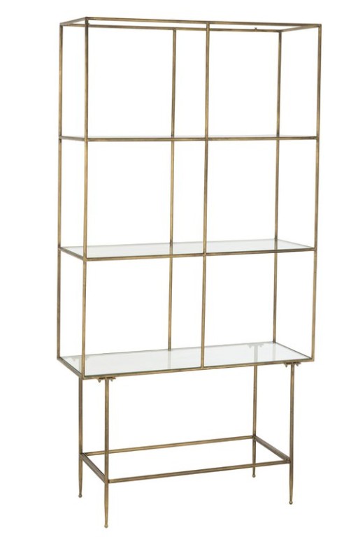 J -Line Rek 3 shelves - Metal/Glass - Gold