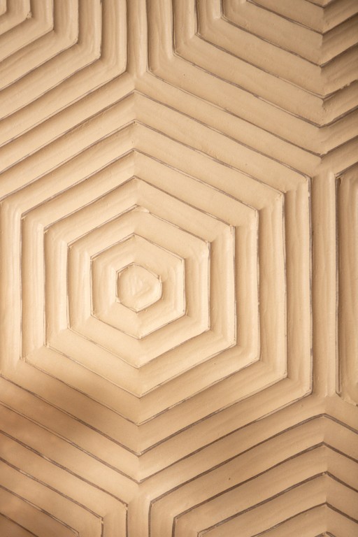 Elasah Cream Wooden Rect Wall Panel Hexagon