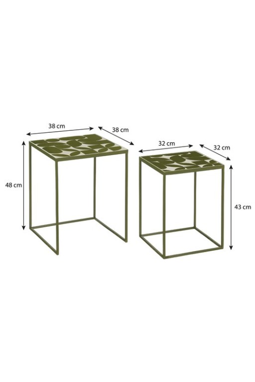 Bologna side table outside - Set of 2 - L38 x B38 x H48 cm - Metal - Green