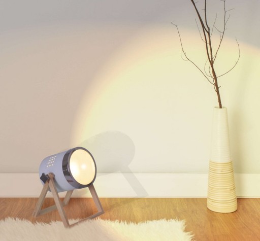 Table lamp "Tim" made of white metal and satined plastic, with E27 socket, table lamp for inside, 28 cm high