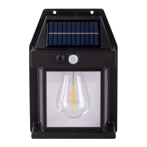 2 Set solar wall lamp "Mira" approx. 17 cm high, made of black weatherproof plastic, integrated LED in warm white, including motion detector and twilight sensor