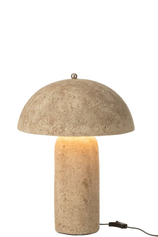 J-Line Table lamp Mushroom Paper Mache Beige