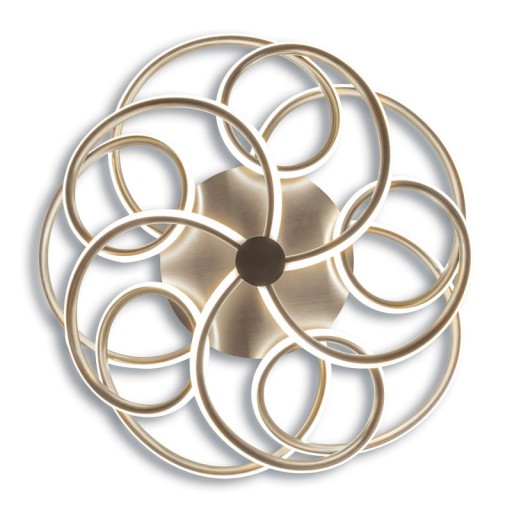 LED ceiling lamp "Rizado" Ø: 57cm made of metal in satin nickel and plastic, with firmly built-in LEDs, lighting for living rooms and office.