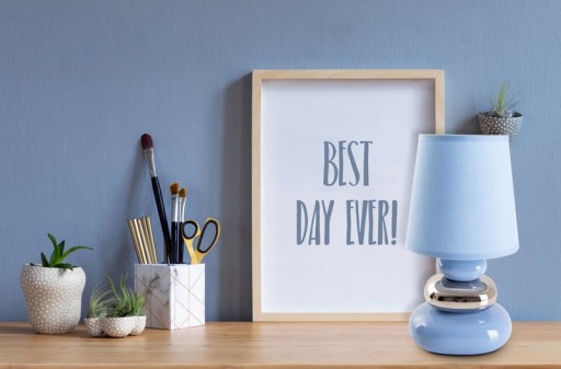 Ceramic table lamp "Stoney", table lamp made of ceramic, blue, with E14 socket, table lamp for dining room, living room, hallway or office, or as a bedside lamp, 31 cm high