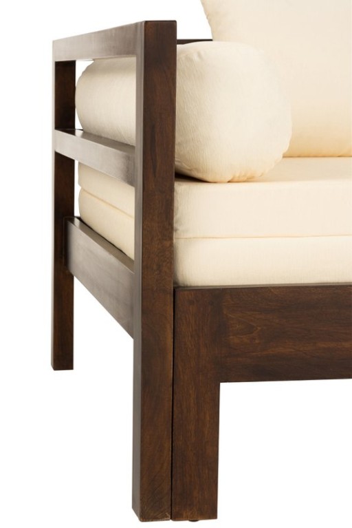 J-Line Conie sofa bed - mattress + 4 pillows - wood - dark brown