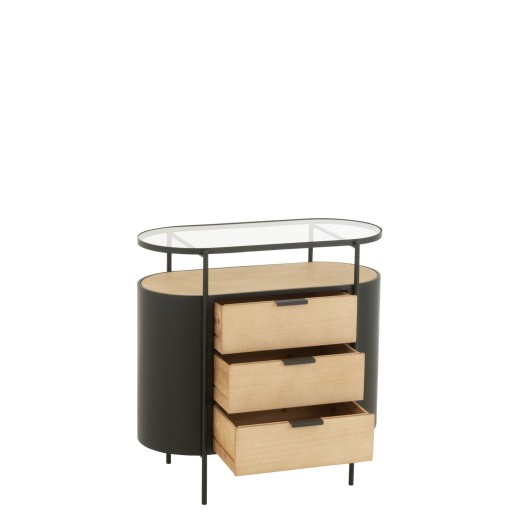 J-Line Kast Avy Ijzer Naturel/Zwart